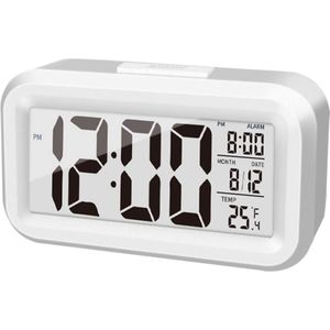 Geavanceerde Digitale Wekker - 4.3 Inch LED-Display - Temperatuurweergave - Draagbaar met Snooze-Kalender - Batterij-Aangedreven - Nachtkastje - Wit