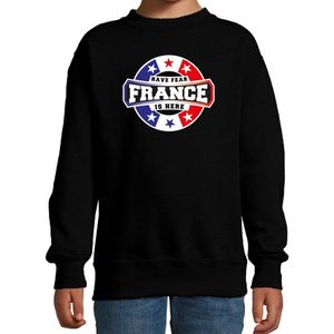 Have fear France is here sweater met sterren embleem in de kleuren van de Franse vlag - zwart - kids - Frankrijk supporter / Frans elftal fan trui / EK / WK / kleding 134/146