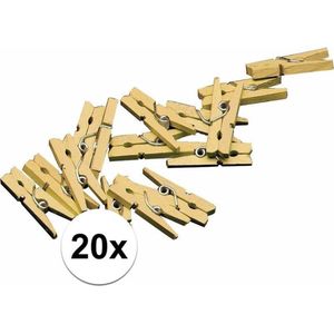 20x mini knijpertjes goud - 2 cm - kleine/ mini knijpers