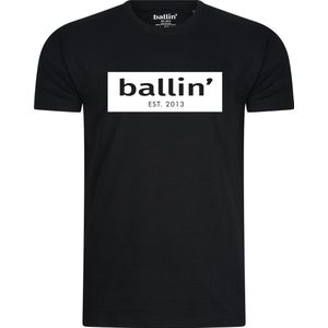 Heren Tee SS met Ballin Est. 2013 Cut Out Logo Shirt Print - Zwart - Maat M