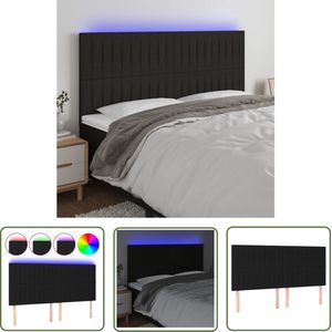The Living Store Hoofdbord LED 180x5x118/128 cm stof zwart - Hoofdboard - Led Hoofdbord - Hoofdbord Met Led - Bedding - Slaapkamers