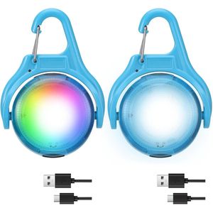 Led-knipperlichten schooltas hondenlichthanger oplaadbaar 4 modi led-reflectoren kinderveiligheidslicht voor rugzak joggen hardlopen huisdier (blauw) - set van 2 stuks