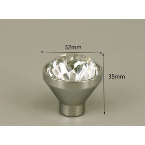 3 Stuks Meubelknop Kristal - Zilver & Transparant - 3.5*3.2 cm - Meubel Handgreep - Knop voor Kledingkast, Deur, Lade, Keukenkast