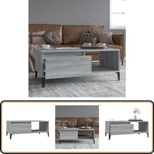 vidaXL Salontafel - 90x50x36,5 cm - Grijs Sonoma Eiken Industriele Salontafel - Salontafel Met Lade - Houten Salontafel - Grijze Salontafel - Salontafel Industrieel Design