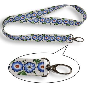 Lang koord folk opolski blauwe bloemen beige