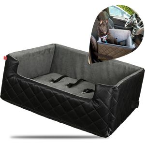 Mia Lux - Autostoel voor hond - 70x50cm - Wasbaar - Hondenmand Auto - Handgemaakt - Zwart