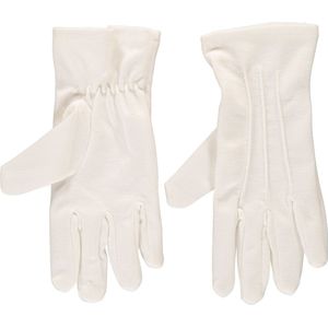 Apollo - Luxe handschoenen katoen - Wit - Maat M - Sinterklaas - Hanschoenen Sinterklaas - Witte handschoenen - Kanten handschoenen - Stoffen handschoenen - Carnaval