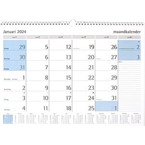 Castelli Maandkalender 2024 - 1 maand - 30.5 x 42.5 cm (groot formaat) - neutraal
