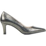 Lodi Dames Leren Pumps / Schoenen - Blokhak hoogte 2 cm cm - Maide-go met - Zilver - Maat 36