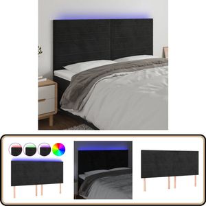vidaXL Hoofdbord LED Fluweel Zwart 180x118 cm Hoofdboard - Led Hoofdbord - Velvet Hoofdbord - Zwarte Hoofdbord - Hoofdbord Met Led