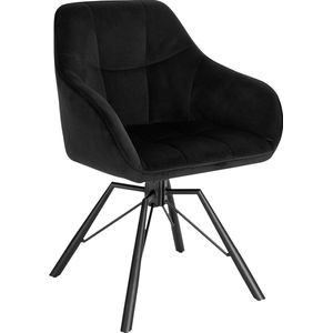 Kamyra® Velvet Eetkamerstoel - Eetkamerstoel - Stijlvol, Ergonomisch & Comfortabel - Zwart