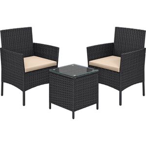 3-delige tuinmeubelset - terraseetset - buitenterrasset - duurzaam metalen frame - stoel 56,5x54,5x81,5cm tafel 40x40x45,5cm