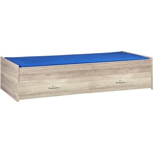 Bed met opbergruimte | 90x200 | Donkergrijs Hout | Inclusief donkergrijze houten bedlade