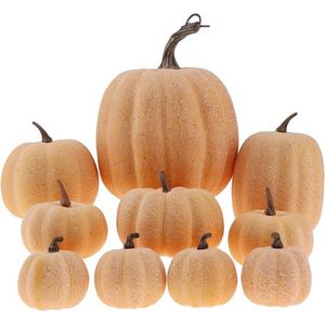 Kunstmatige Mist Patroon Nep Pompoenen Set - 10 Stuks voor Halloween Decoratie - Voor Veranda Thuis Party Bruiloft Boerderij Thanksgiving