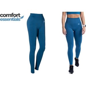 Comfort Essentials - Sportbroek dames - Sportlegging dames - Sportkleding - Yogalegging - High Waist Sport Legging Dames - Squat Proof - Shapewear - Blauw Maat S