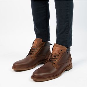 Manfield Leren Veterboots Cognac