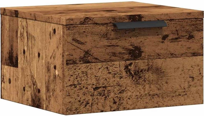 vidaXL - Nachtkastje - wandgemonteerd - 34x30x20 - cm - oud - houtkleurig