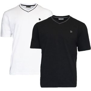 2-Pack Donnay T-shirt - sportshirt - V-Hals shirt - Heren - Maat S - Wit&Zwart