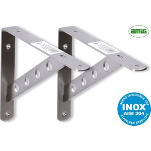 AMIG Plankdragers - Geborsteld RVS - 250x195mm / 4mm - Zware Constructie 2x556g voor Zware Lasten 2x330KG