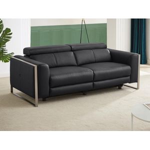 Vente-unique Elektrische relax-driezitsbank van zwart leer DAVOLI L 212 cm x H 76 cm x D 106 cm