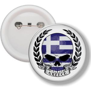 Button Met Speld - Schedel Vlag Griekenland