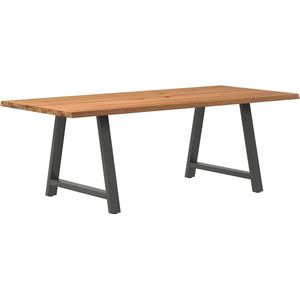 vidaXL - Eettafel - rechthoekig - 220x100x74 - cm - massief - eikenhout - lichtbruin