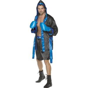 Zwart en blauw boxer outfit voor heren - Verkleedkleding - Medium