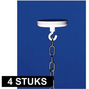 4x Witte ophanghaken met magneet - Slingers/vlaggenlijnen eenvoudig ophangen