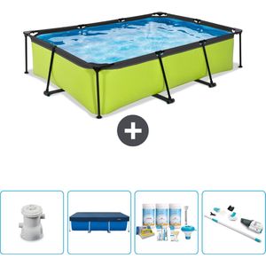 EXIT Rechthoekig Lime Frame Zwembad - 300 x 200 x 65 cm - Inclusief Pomp Afdekzeil - Onderhoudspakket - Stofzuiger - Nu extra voordelig