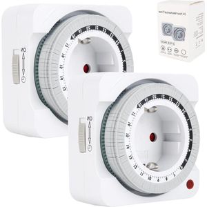 2 stuks mechanische timer stopcontact - 24 uur mechanisch timerstopcontact met kinderbeveiliging - timer stopcontact voor koffiezetapparaat - wasmachine