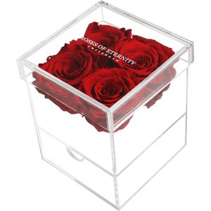 Roses of Eternity - 3 Jaar houdbare rozen in acryl box & sieradendoos - 1 tot 3 jaar houdbaar - flowerbox - Romantisch Liefdes cadeautje - Cadeau voor vrouw - vriendin - haar - huwelijk - Moederdag - rood