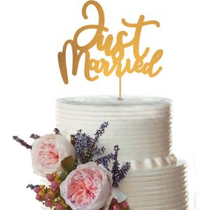 Cake topper Just Married goud