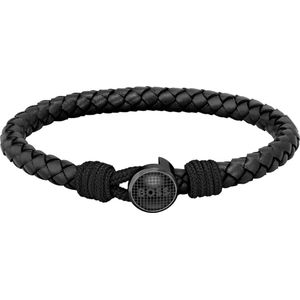 BOSS HBJ1580468M THAD CLASSIC Heren Armband - Leren armband - Sieraad - Leer - Zwart - 7 mm breed - 19 cm lang