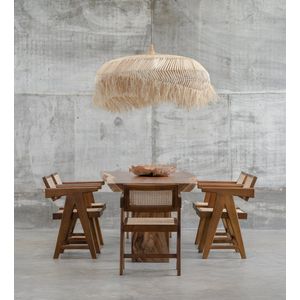 Chandigarh design eetkamerstoel bruin - bruine eetkamer stoel rotan - met armleuningen - traditioneel handgeweven rotan - hoogwaardig kwalitatief mindi hout - premium kwaliteit