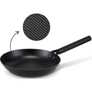 Brabantia Patron Koekenpan Non-Stick - Ø 24 cm –100% PFAS-Vrije Antiaanbaklaag –luxe Design Alu handgreep -Geschikt voor Inductie - 100% Gerecycled geperst ijzer– Zwart