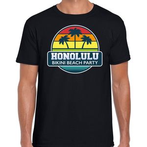 Honolulu zomer t-shirt / shirt Honolulu bikini beach party voor heren - zwart - Honolulu beach party outfit / vakantie kleding /  strandfeest shirt S