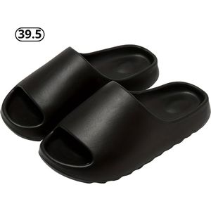 Livano Comfortabele Slippers - Badslippers - Teenslippers - Anti-Slip Slides - Flip Flops - Stevig Voetbed - Zwart - Maat 39.5