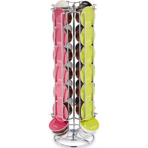 Relaxdays capsulehouder - compatibel met Dolce Gusto - 37 x 15 cm - voor 28 cups - metaal - zilver