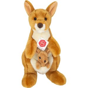 Hermann Teddy Knuffeldier Kangoeroe met baby - zachte pluche stof - premium knuffels - bruin - 30 cm