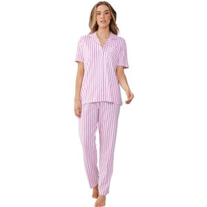 Roze gestreepte doorknooppyjama - Roze - Maat - 52