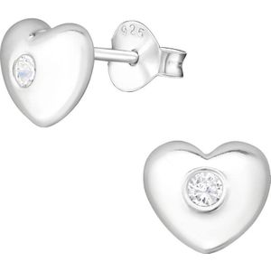 Zilver oorsteker hartje met zirkonia | oorbellen hartje zilver | oorbellen dames | zilverana | Sterling 925 Silver | sieraden vrouw