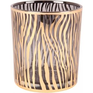 Tealight 10 cm - Dutch Style - Dierenprint - Zebra - Goudkleurig -Theelichthouder