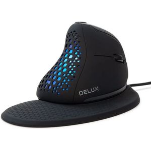 Delux Seeker M618XSU Ergonomische muis – Bedraad – Horizontale scroll – Motion Backlight – Verwijderbare polssteun – Programmeerbaar – Zwart