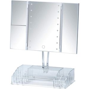 Wenko Spiegel Staand Led 23,5 X 16 Cm Glas Zilver/transparant