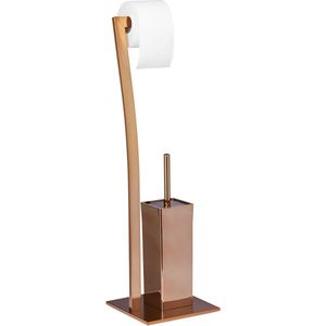 Relaxdays toiletaccessoires set WIMEDO - 71 x 20 x 20 cm - rvs - staand - koperkleurig