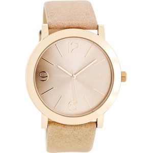 OOZOO Timepieces - Rosé goudkleurige horloge met oud roze leren band - C8711