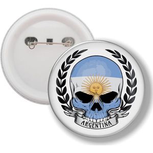 Button Met Speld - Schedel Vlag Argentinie