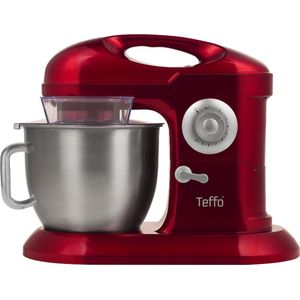 Teffo stand mixer - keukenmixer - rood - 7 liter - 10 standen - 1200 watt