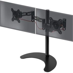 Dubbele Vrijstaande PC Monitor Beugel - Verstelbare Hoogte - Arm voor 2 13”-27” LED LCD Schermen - Vrijstaand Computer Beeldscherm Standaard