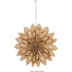 Balivie - Kerstster - Kerstdecoratie - Hanger ster papier - Stevige magneet sluiting - 30x30x6cm - Naturel